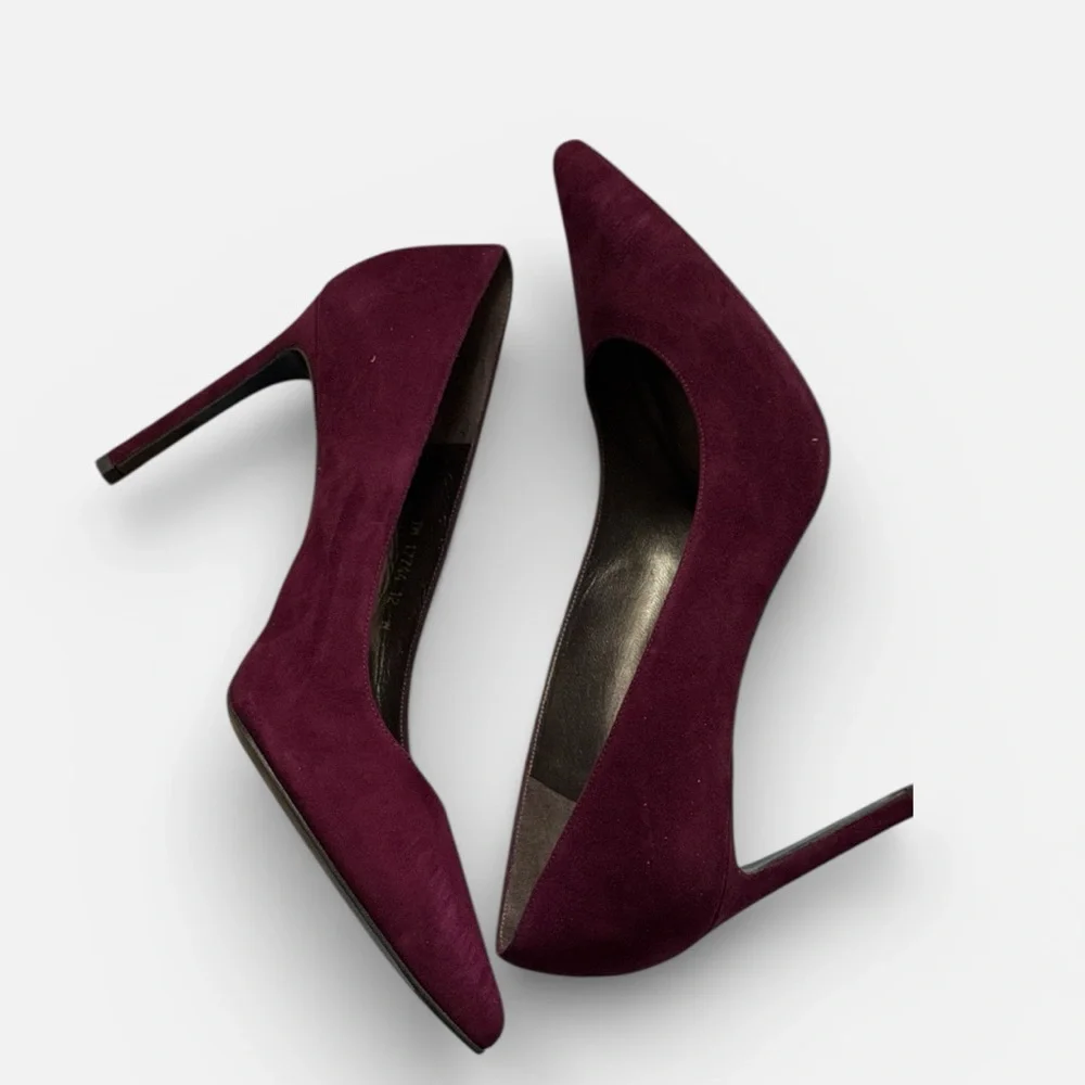 Stuart Weitzman HEIST Bordeaux Suede Pumps‎ women’s heels Sz 12  W New